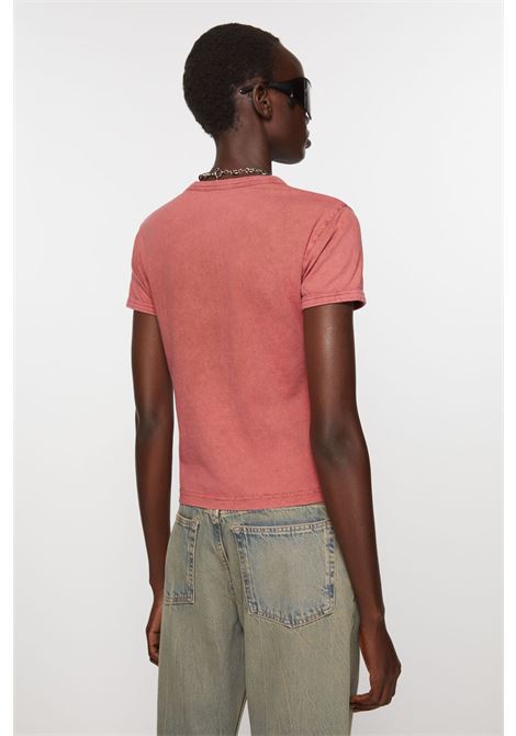 t-shirt blurred logo donna salmone in cotone ACNE STUDIOS | AL0353CTB
